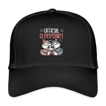 Official Sleeping Shirt She-Wolf Funny Wolf - Trucker Cap - black/black - Front
