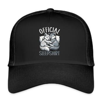 Official Sleeping Shirt She-Wolf Funny Wolf - Trucker Cap - black/black - Front