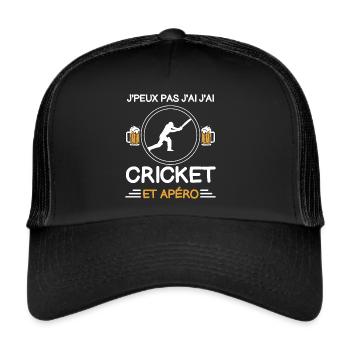 I can't I have cricket aperitif batsman - Trucker Cap - black/black - Front