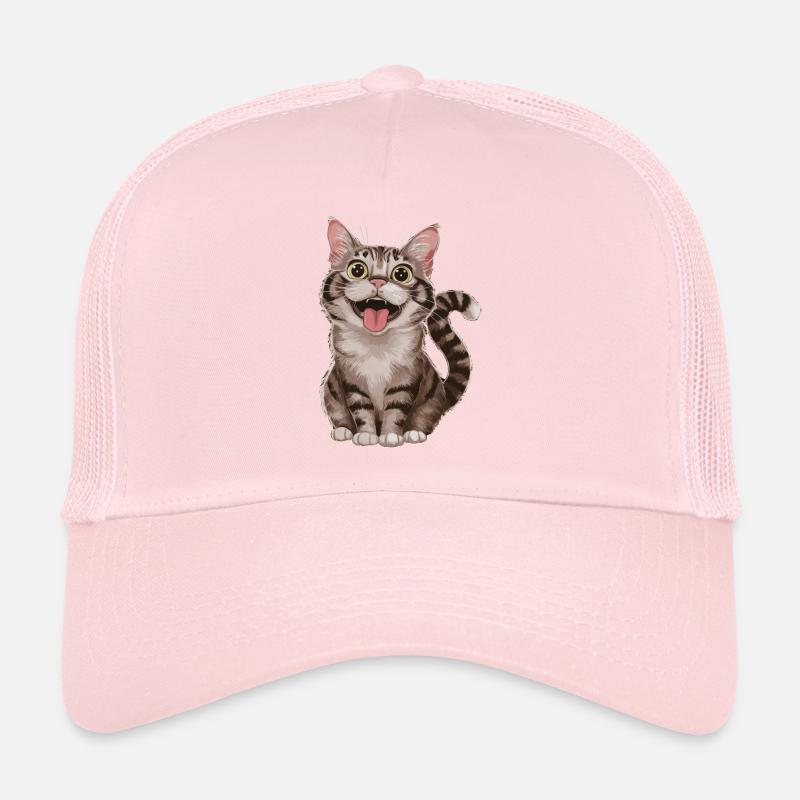 Chat tigré joyeux avec grande ouverture Casquette trucker 
