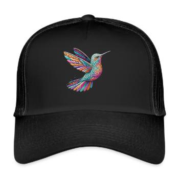 Mosaik-Kolibri: Farbenfrohes Shirt für Vogel-Fans - Trucker Cap - Schwarz/Schwarz - Vorne
