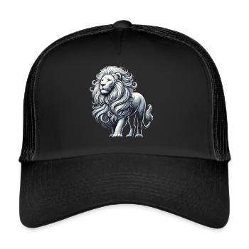 Lion blanc en noir – Symbolisme animalier artistique - Casquette trucker  - noir/noir - Devant