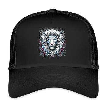 Neon Bit : Le Cyber Roi - Cyberpunk Lion - Casquette trucker  - noir/noir - Devant