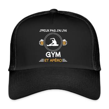 je peux pas j'ai gym apéro gymnaste - Casquette trucker  - noir/noir - Devant