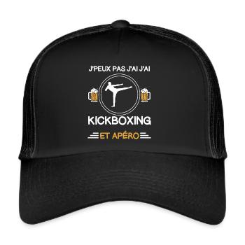 Ich kann nicht Kickboxen Aperitif Kickboxer - Trucker Cap - Schwarz/Schwarz - Vorne