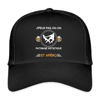 Ich kann keinen Eiskunstlauf-Aperitif haben - Trucker Cap - Schwarz/Schwarz - Vorne