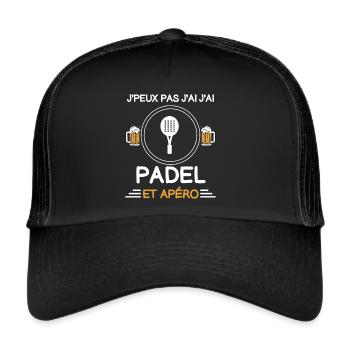 I can't I have Padel Aperitif Padelist - Trucker Cap - Schwarz/Schwarz - Vorne