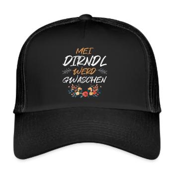 Mein Dirndl wird geschwaschen Ersatzdirndl - Trucker Cap - Schwarz/Schwarz - Vorne