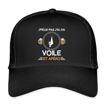 je peux pas j'ai voile apéro planchiste - Casquette trucker  - noir/noir - Devant