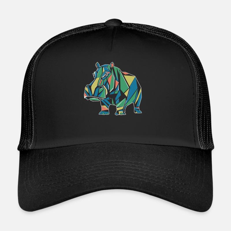 Conception géométrique colorée d’hippopotame Casquette trucker 