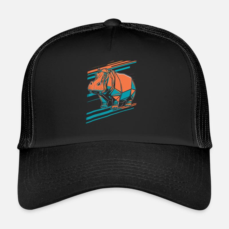 Geometrischer Hippo Kunst Design Trucker Cap