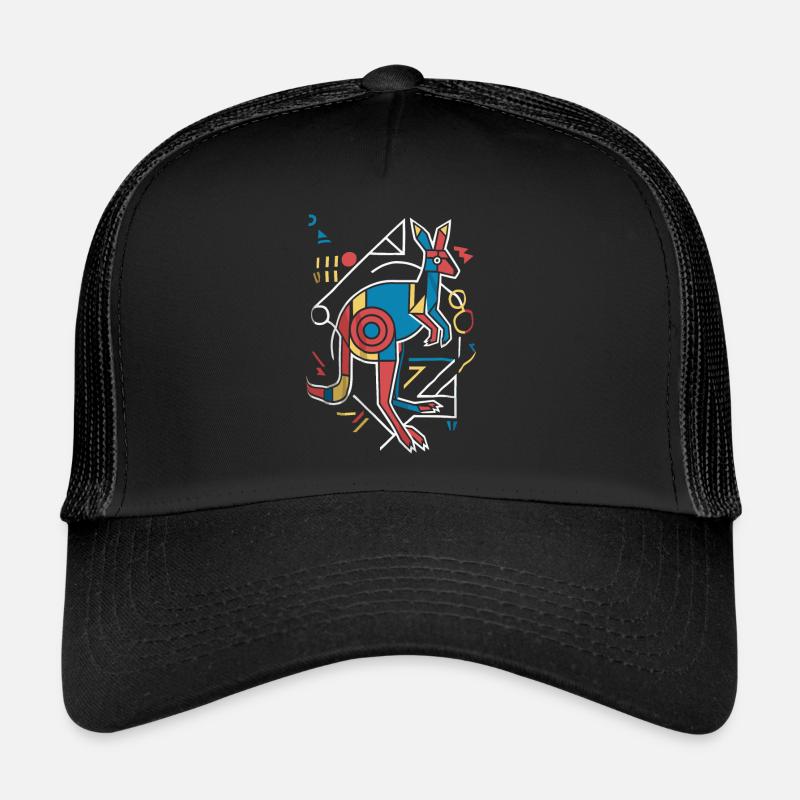Abstraktes Känguru Kunst in Bunt Trucker Cap