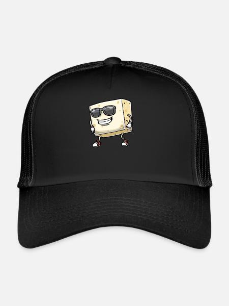 Tofu dansant pour les végétaliens et les amateurs de tofu - Casquette trucker  - noir/noir - Devant