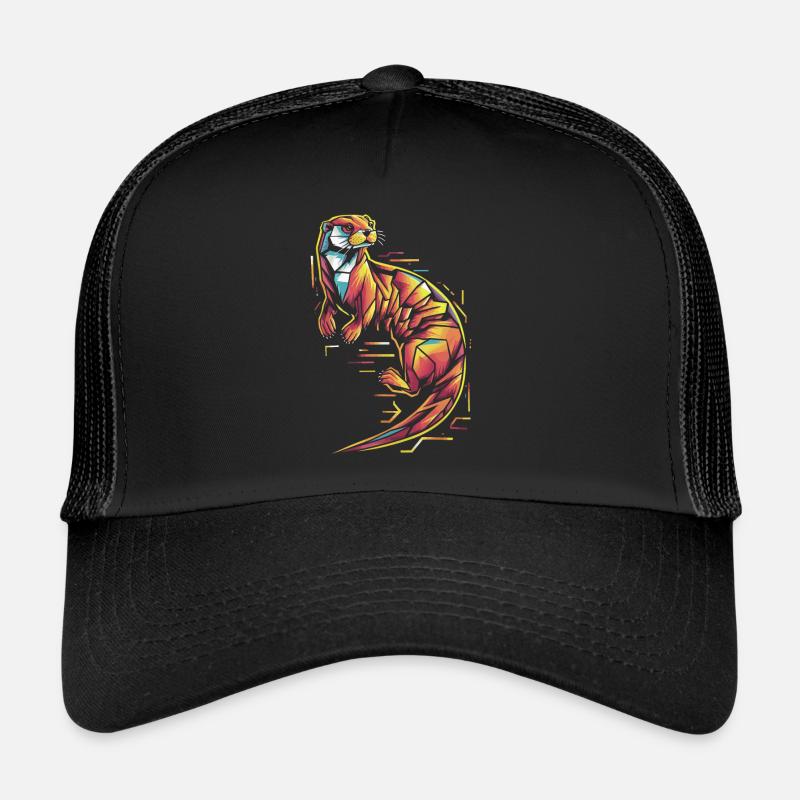 Colorful Geometric Otter Illustration Trucker Cap