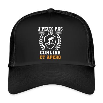 I can't I have curling and aperitif humor - Trucker Cap - black/black - Front
