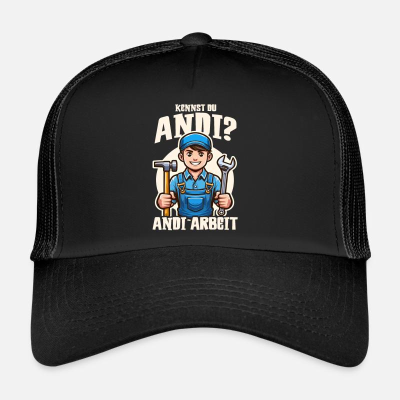 Handwerker Andi Arbeit Geschenk Sprüche Lustig - Trucker Cap - Schwarz/Schwarz