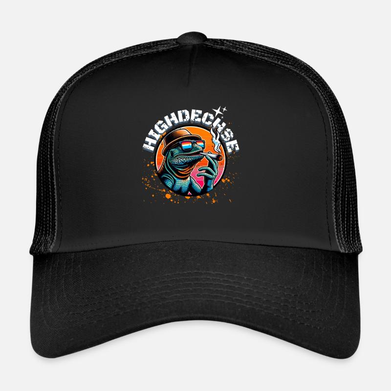Stoner Marihuanna Weed Highdelize Lizard Lizard Weeding Trucker Cap