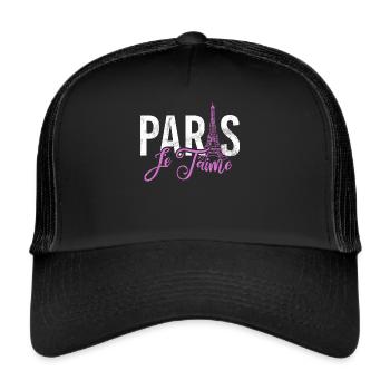 France Paris Tour Eiffel France Drapeau - Casquette trucker  - noir/noir - Devant