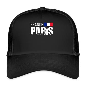 France Paris Tour Eiffel France Drapeau - Casquette trucker  - noir/noir - Devant