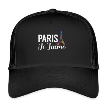 France Paris Tour Eiffel France Drapeau - Casquette trucker  - noir/noir - Devant
