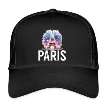 France Paris Tour Eiffel France Drapeau - Casquette trucker  - noir/noir - Devant