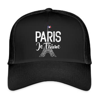 France Paris Tour Eiffel France Drapeau - Casquette trucker  - noir/noir - Devant