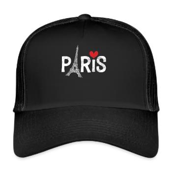 France Paris Tour Eiffel France Drapeau - Casquette trucker  - noir/noir - Devant
