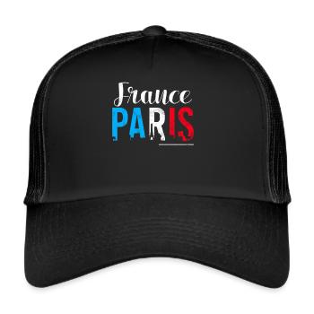 France Paris Tour Eiffel France Drapeau - Casquette trucker  - noir/noir - Devant