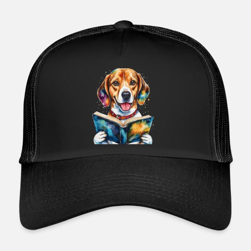 Beagle Lesen Buch Hund Lustig Tier Design Print Trucker Cap