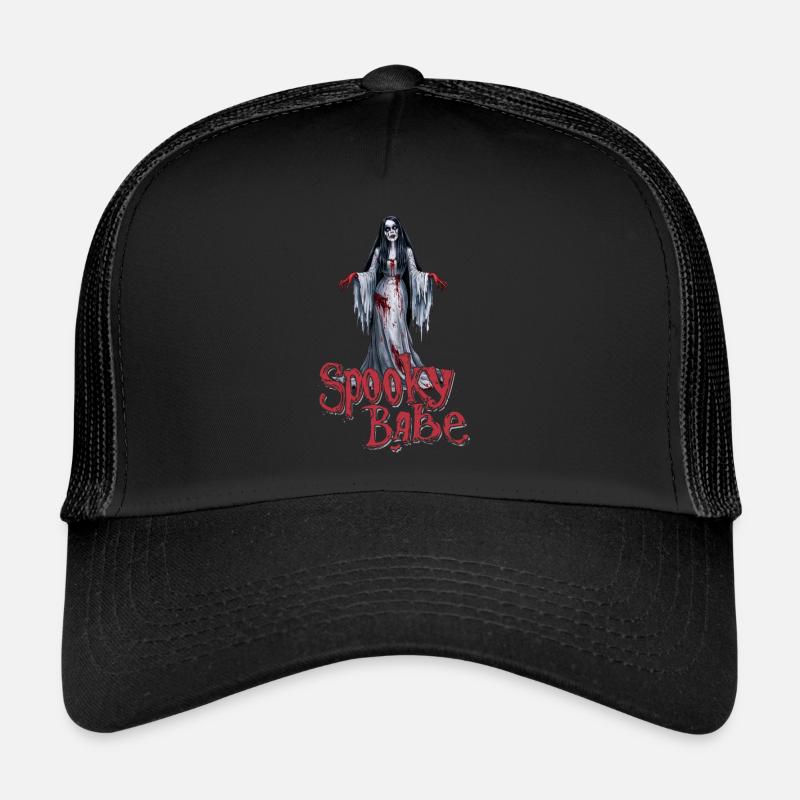 Spooky Babe Retro Blutiges Damen Horror Kostüm - Trucker Cap - Schwarz/Schwarz