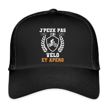 I can't I have bike und aperitif humor - Trucker Cap - Schwarz/Schwarz - Vorne