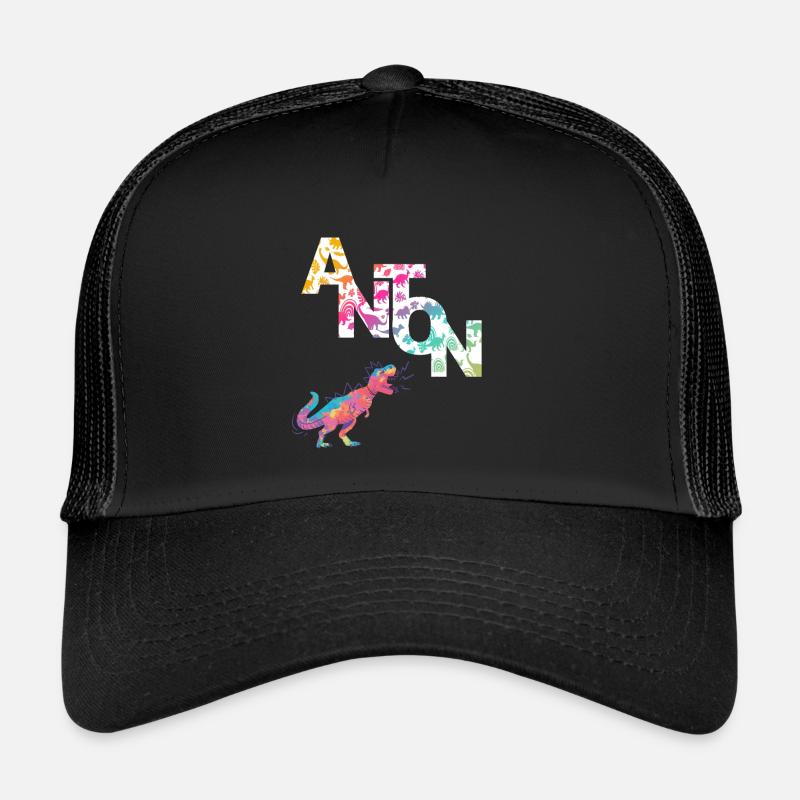 ANTON - Beautiful boy name with dinosaur Trucker Cap