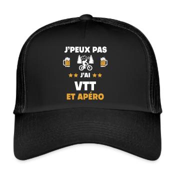 je peux pas j'ai VTT apéro cadeau - Casquette trucker  - noir/noir - Devant