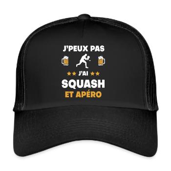 je peux pas j'ai squash apéro cadeau - Casquette trucker  - noir/noir - Devant