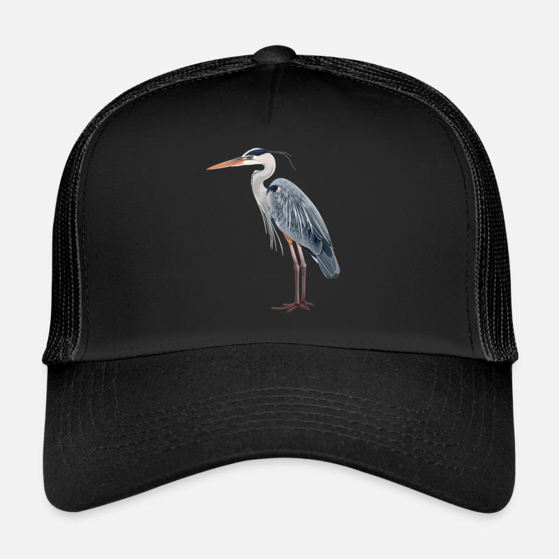 Heron Reiher - Trucker Cap - Schwarz/Schwarz