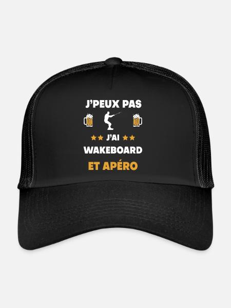 je peux pas j'ai wakeboard apéro cadeau - Casquette trucker  - noir/noir - Devant