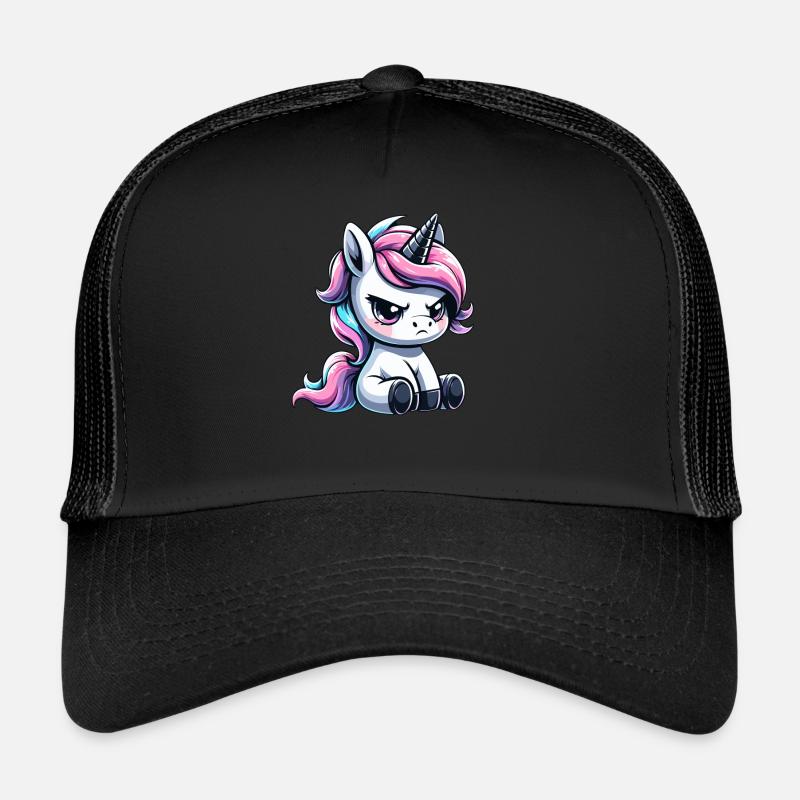 Launisches Einhorn - Trucker Cap - Schwarz/Schwarz