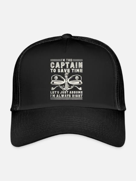 Boat Captain Funny Boat Sailing Lake Boater - Trucker Cap - black/black - Front