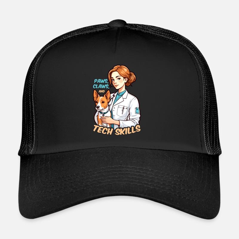 Veterinary Technician Paws Claws And Veterinarian Trucker Cap