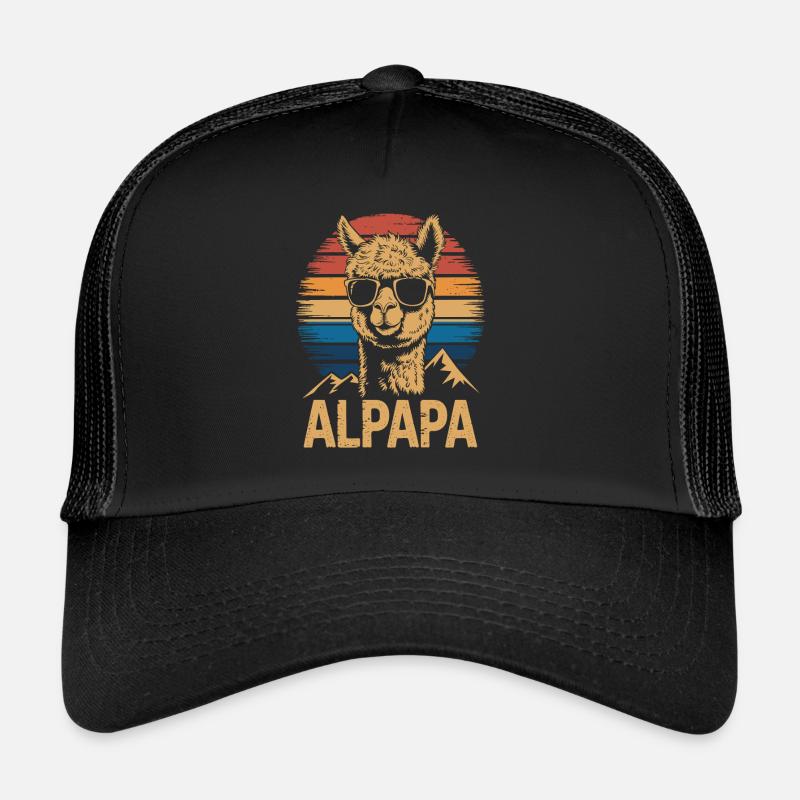 Cool Alpapa Alpaca Dad With Sunglasses Trucker Cap