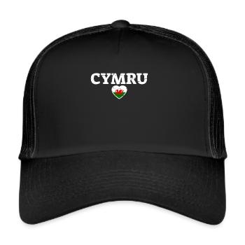 Cymru Wales Vintage Welsh Flag Welsh - Trucker Cap - black/black - Front
