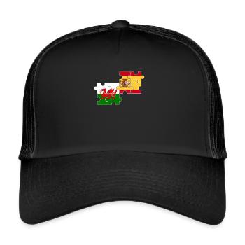 Wales Spain Flag Spaniards Welsh - Trucker Cap - black/black - Front