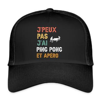 I can't I have ping pong and vintage aperitif - Trucker Cap - black/black - Front
