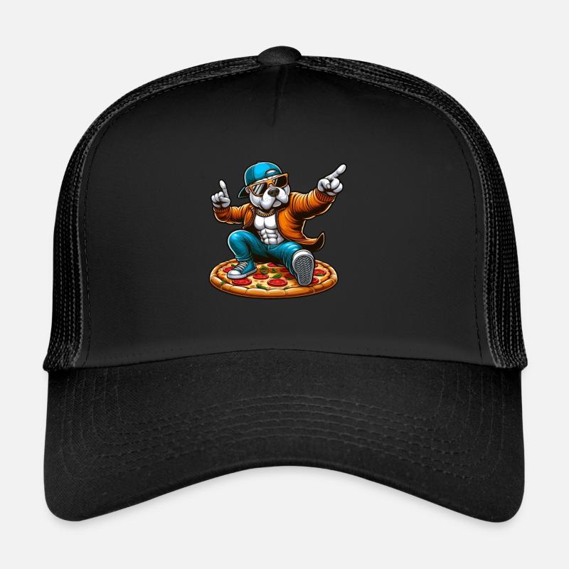 Cool dog Pitbull dances and loves pizza Trucker Cap