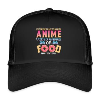 Anime, Jeux vidéo ou food, Manga, Otaku, Japonais - Casquette trucker  - noir/noir - Devant