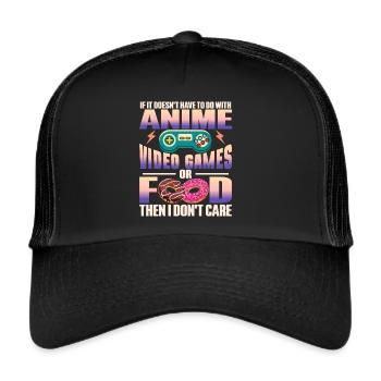 Anime, Jeux vidéo ou food, Manga, Otaku, Japonais - Casquette trucker  - noir/noir - Devant