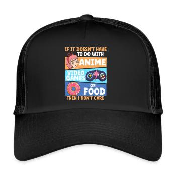 Anime, Jeux vidéo ou food, Manga, Otaku, Japonais - Casquette trucker  - noir/noir - Devant
