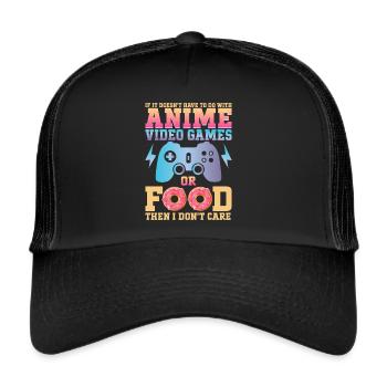 Anime, Jeux vidéo ou food, Manga, Otaku, Japonais - Casquette trucker  - noir/noir - Devant