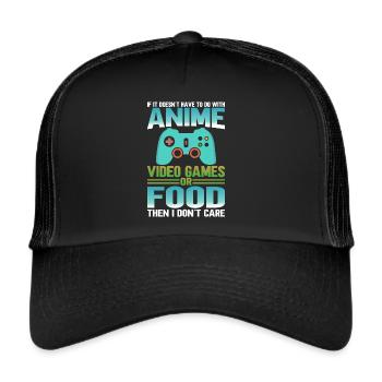 Anime, Jeux vidéo ou food, Manga, Otaku, Japonais - Casquette trucker  - noir/noir - Devant