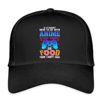 Anime, Jeux vidéo ou food, Manga, Otaku, Japonais - Casquette trucker  - noir/noir - Devant